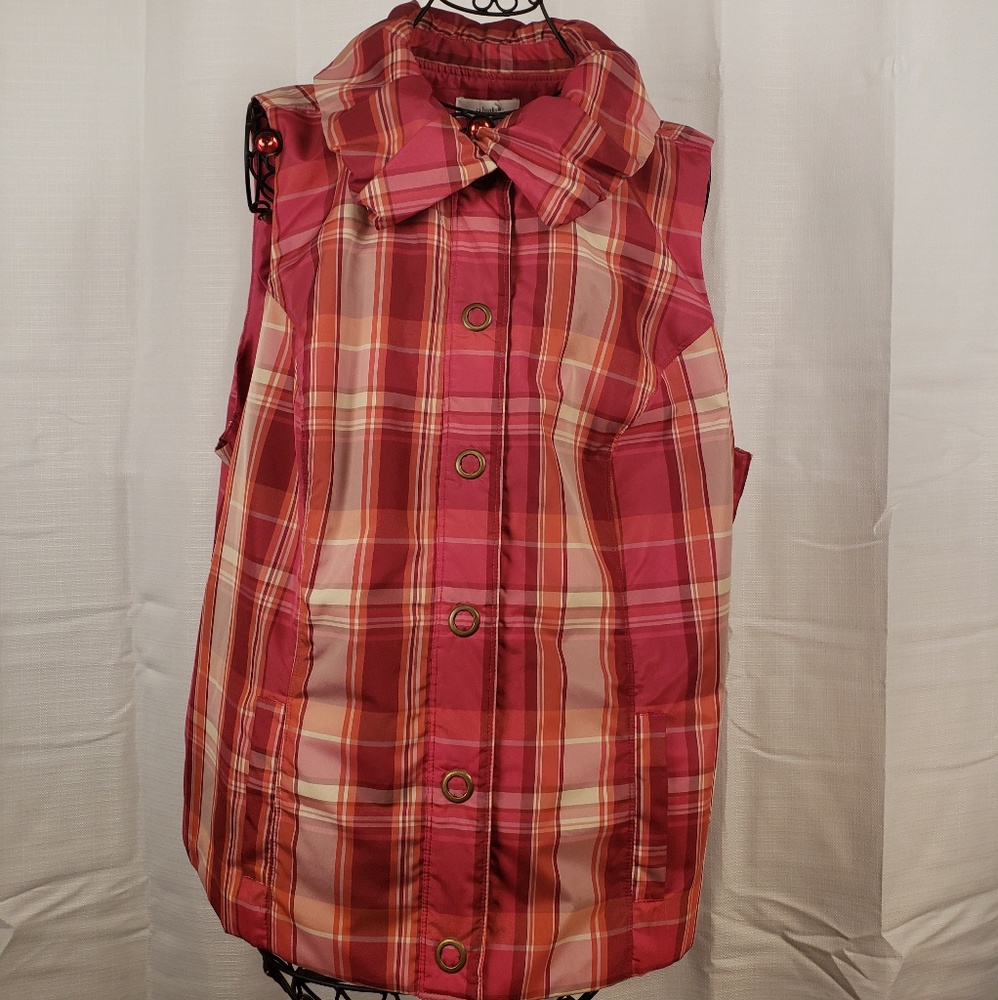 CJ Banks orange plaid light weight vest